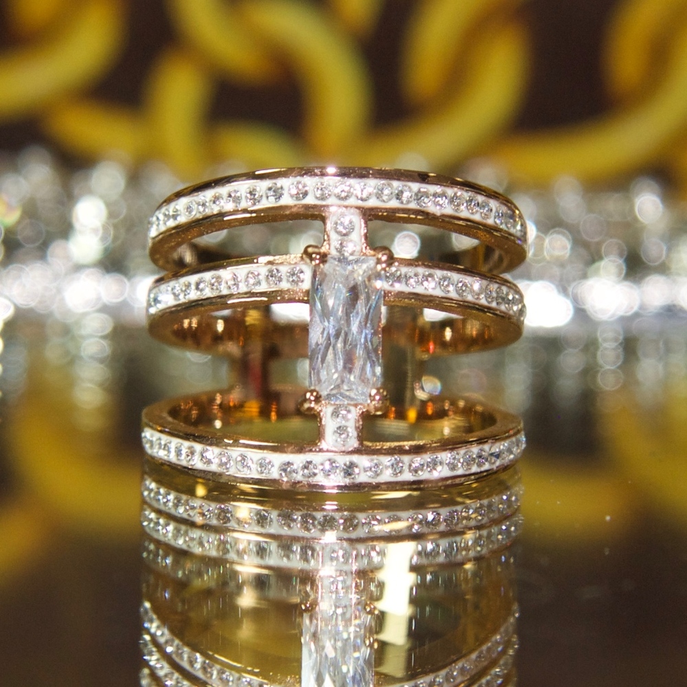 14kt Gold Dipped Swarovski Statement Ring - image 1